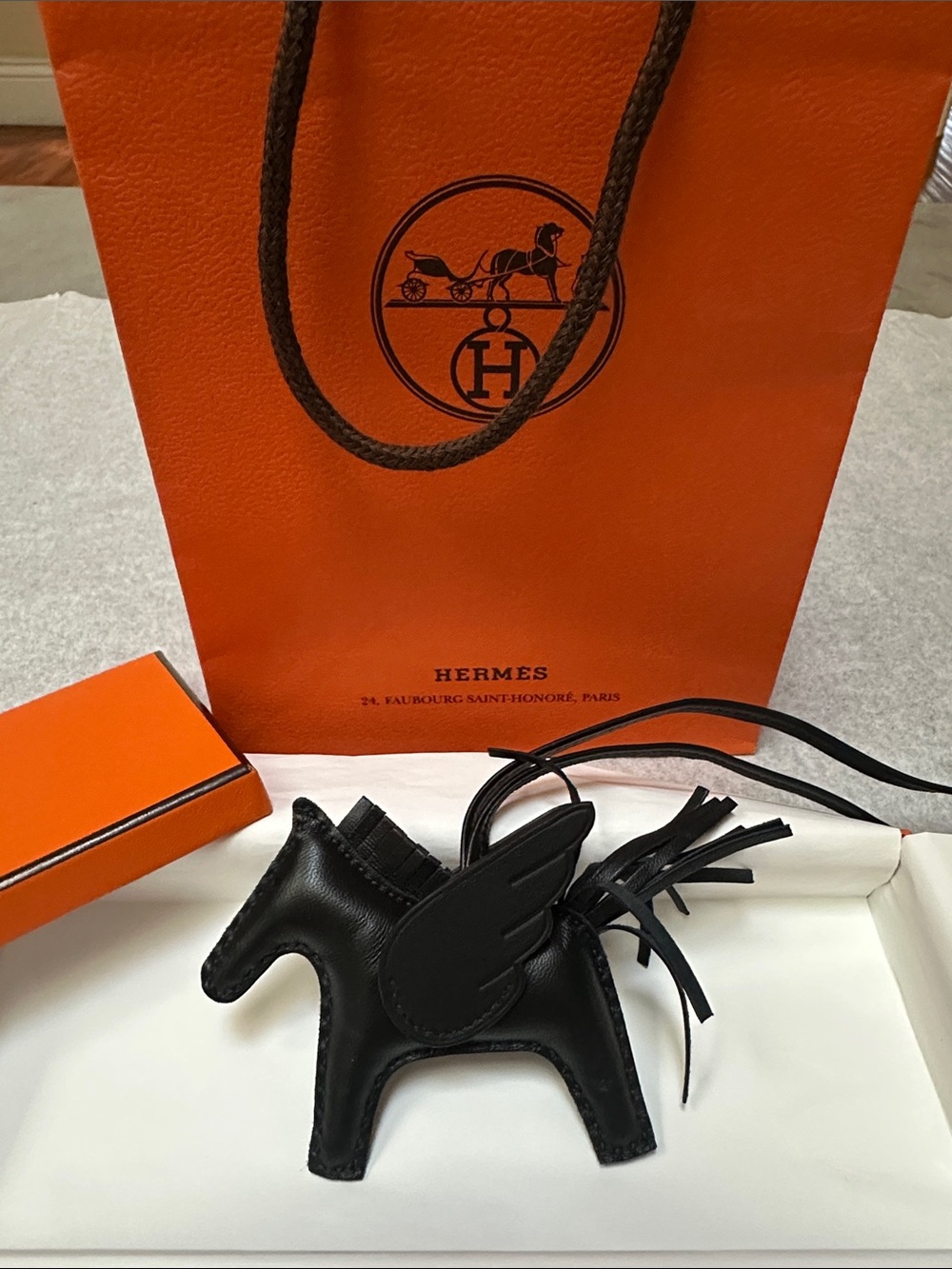 Brand new authentic Hermes Black on Black Pegasus